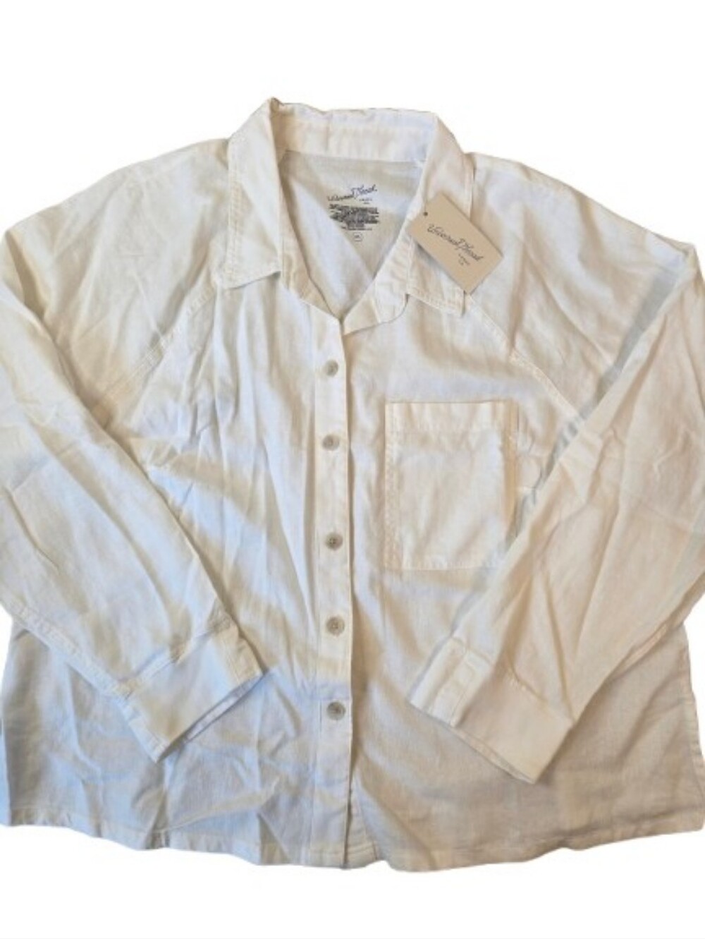 NWT Linen Blend Adaptive Button Front Shirt Universal Thread White Size XXL